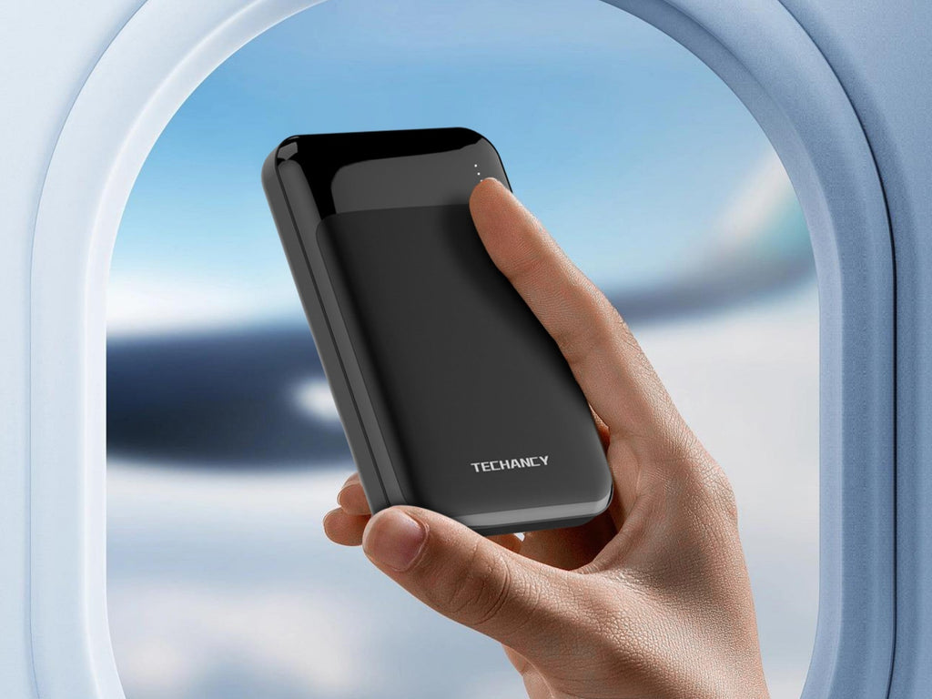 Techancy mini power bank 5000mAh încărcare rapidă 10W compact protecție inteligentă